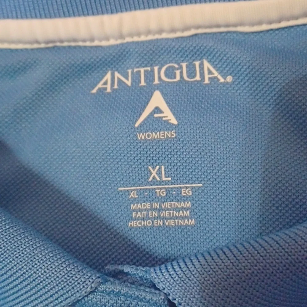 Antigua Women's Performance Golf Polo Shirt Light Blue White Trim Size XL - Picture 2 of 14